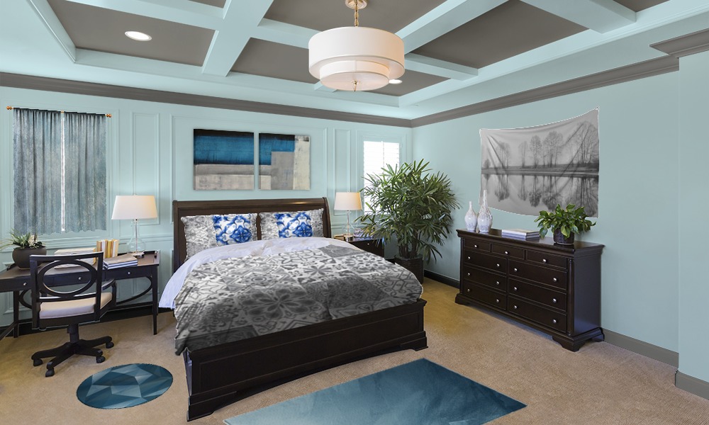 Grey and Blue Bedroom Decor