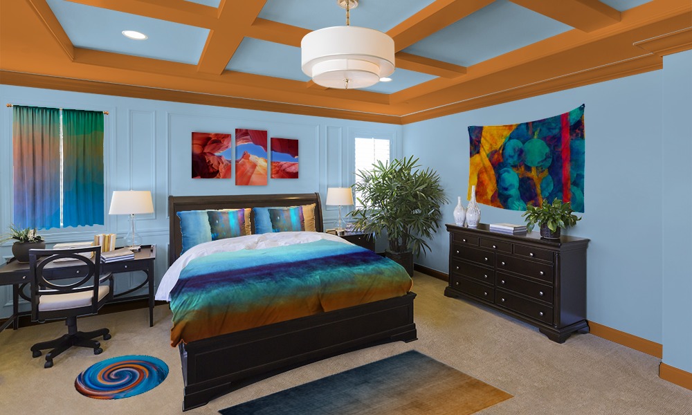 Blue and Orange Bedroom