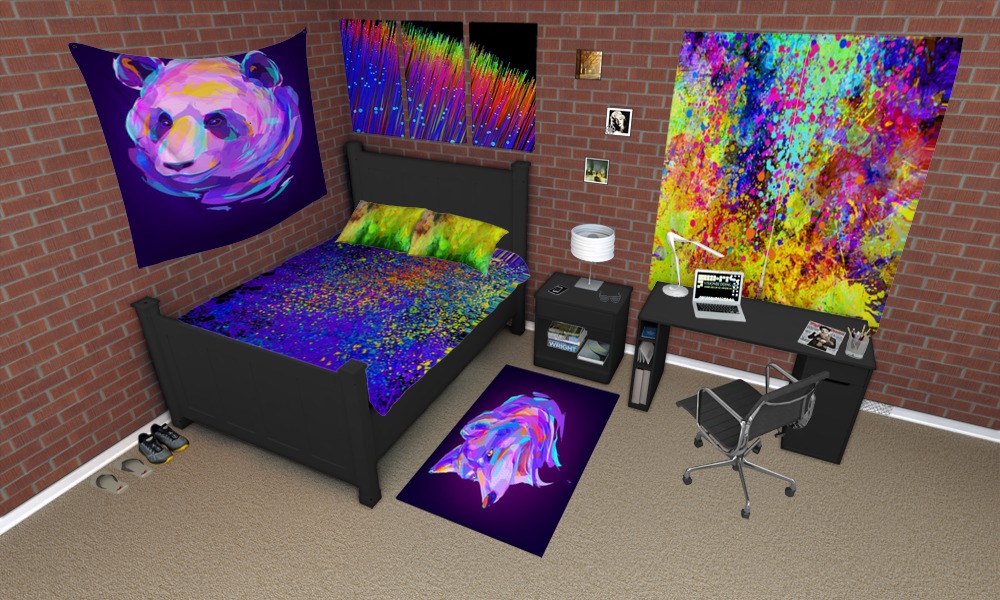 Colorful grunge bedroom