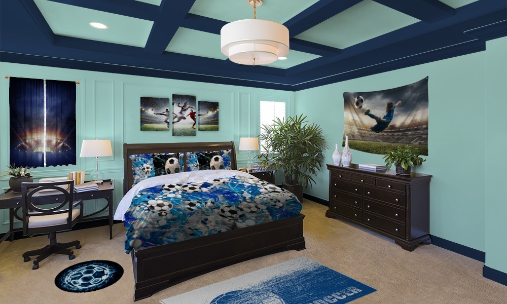 Blue Soccer Bedroom Decor