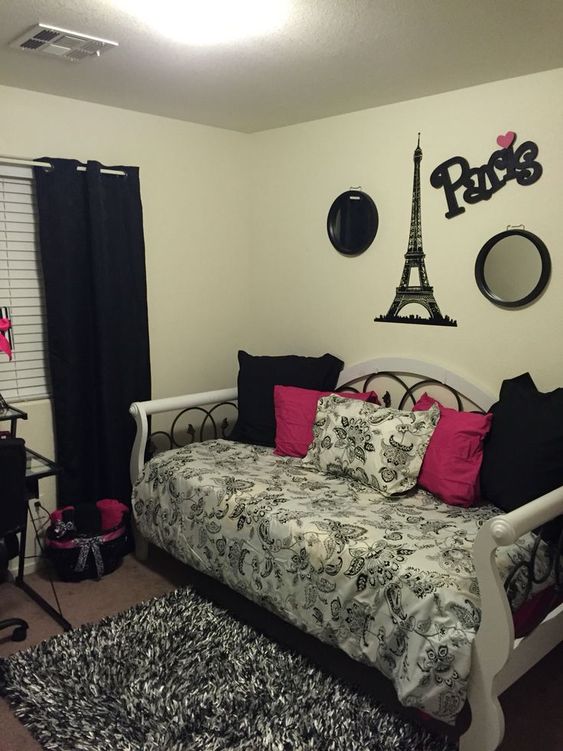 Black And Pink Paris Bedroom