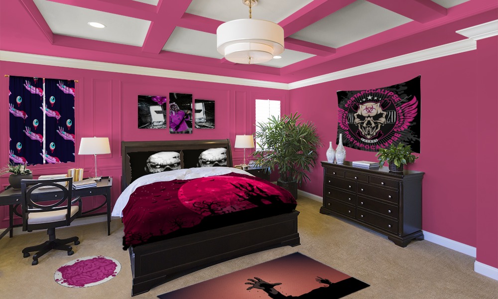Zombie Bedroom in Black and Pink