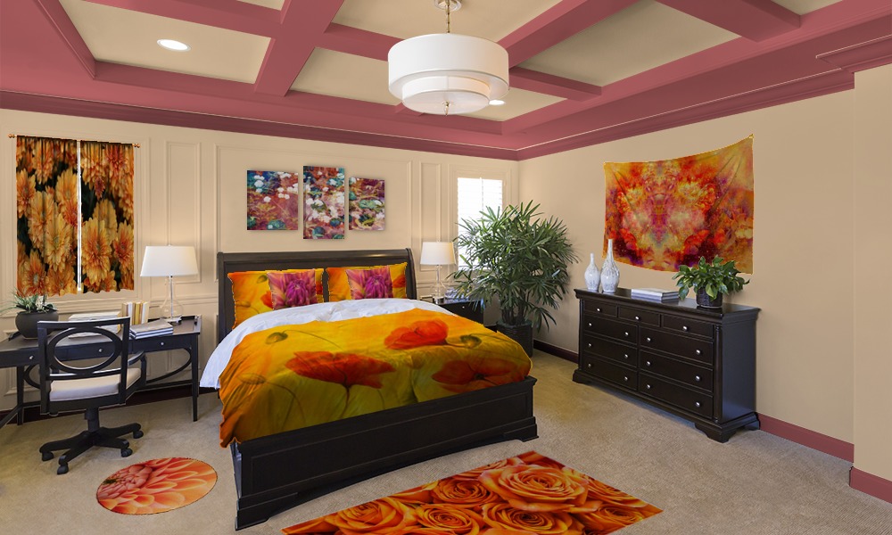 Blooming Orange Bedroom