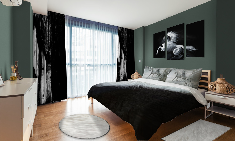 Black And White Horse Bedroom