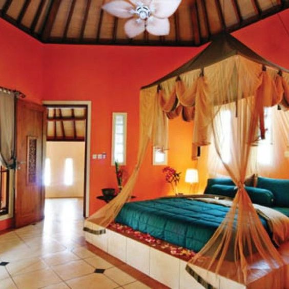 Orange and Blue Bedroom