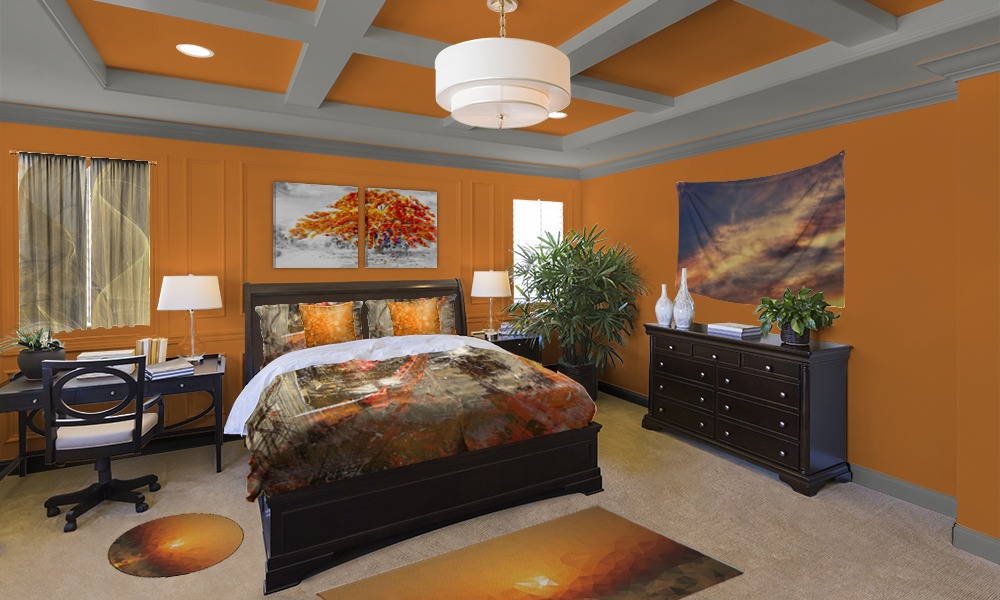 Orange and Gray Bedroom