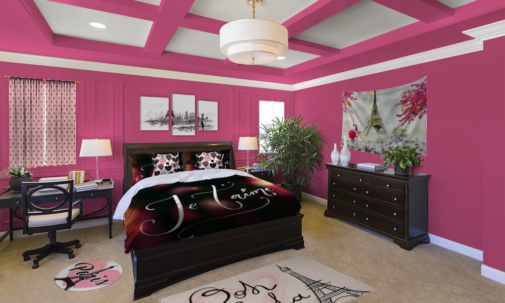 Black And Pink Paris Bedroom