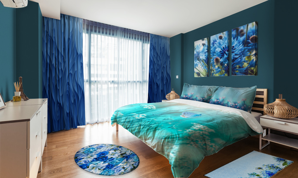 Blue Flowery Bedroom