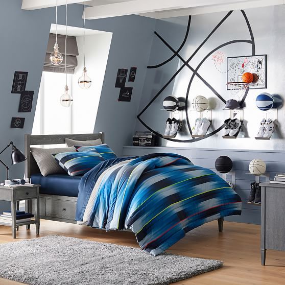 Blue and Gray Basketball Bedroom