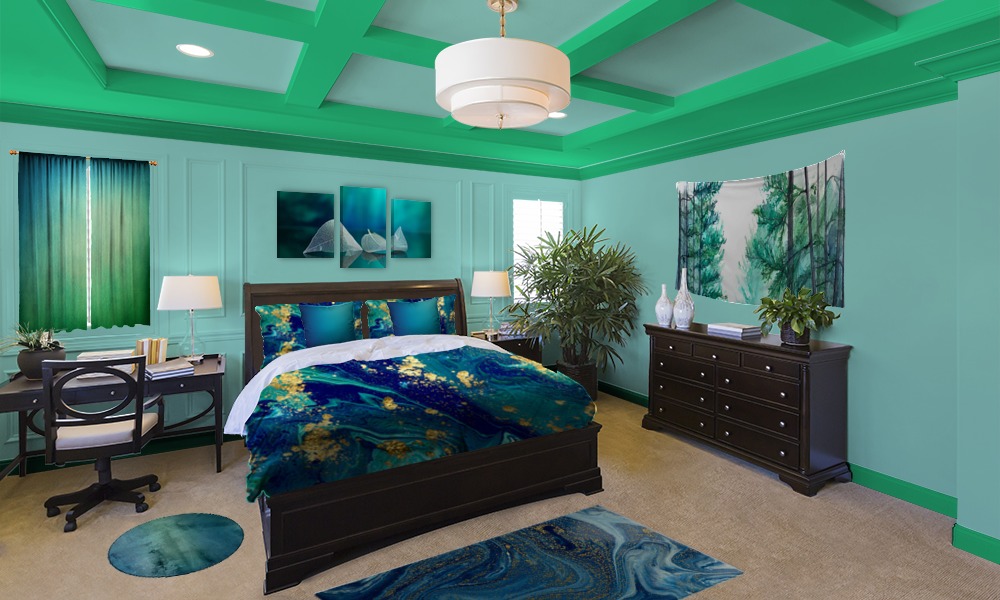 Blue And Green Bedroom