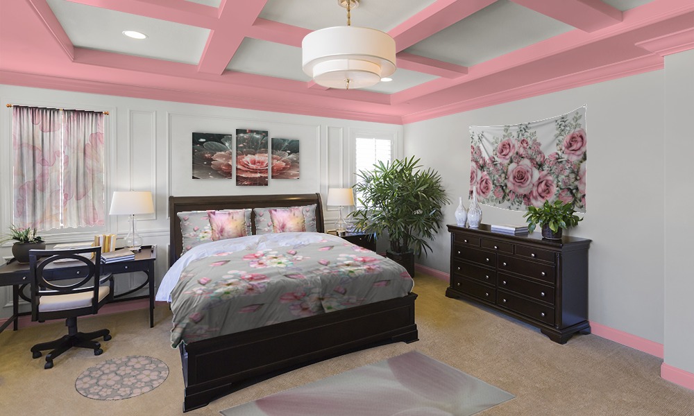 Gray Floral Bedroom