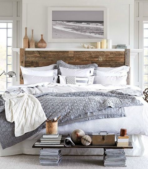 Gray Coastal Beach Bedroom