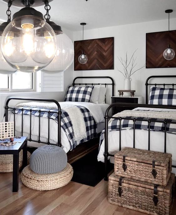 Gingham Patterned Country Bedroom