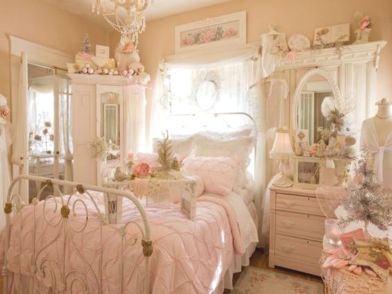 Gold and Pink Shabby Chic Bedroom