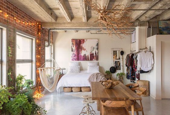 Boho Bedroom With Industrial Style