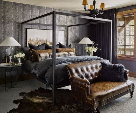 Handsome Bedroom With Leather