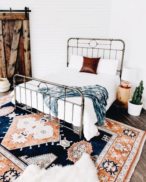 Boho Bedroom With Metal Bed