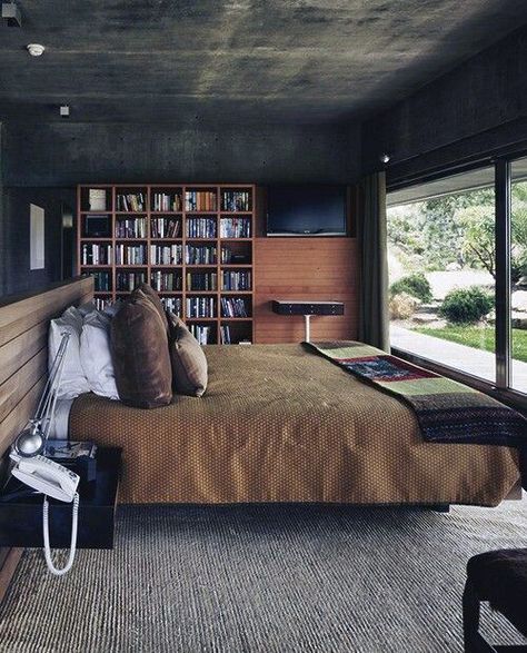 Modern Bedroom With Book Storage