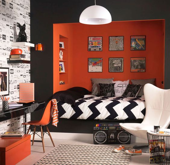 Orange Bedroom For Boys
