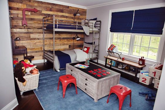 Shared Boys Bedroom With Play Table