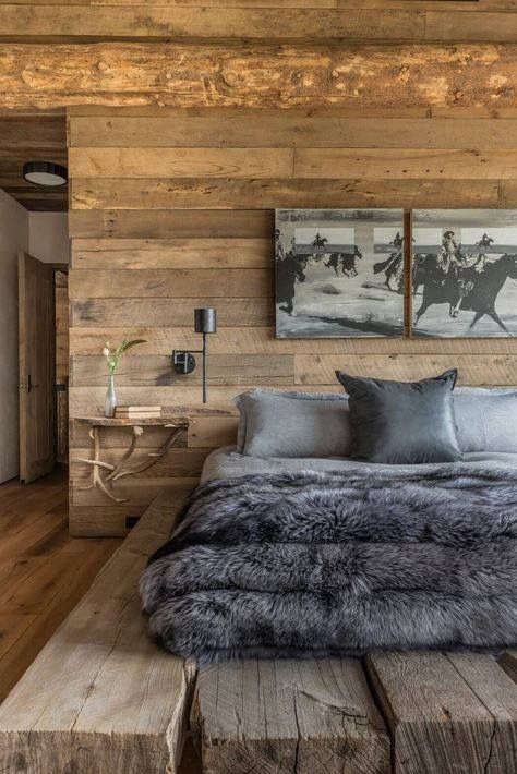 Rustic Bedroom With Faux Fur