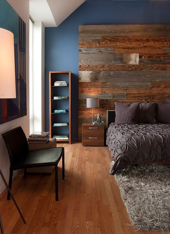 Modern bedroom With Rustic Headboard