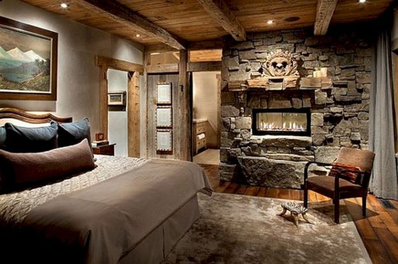 Rustic Bedroom With Sitting Area