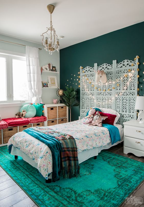 Teal Boho Bedroom For Kids