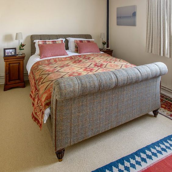 Neutral Bedroom With Tweed Bed