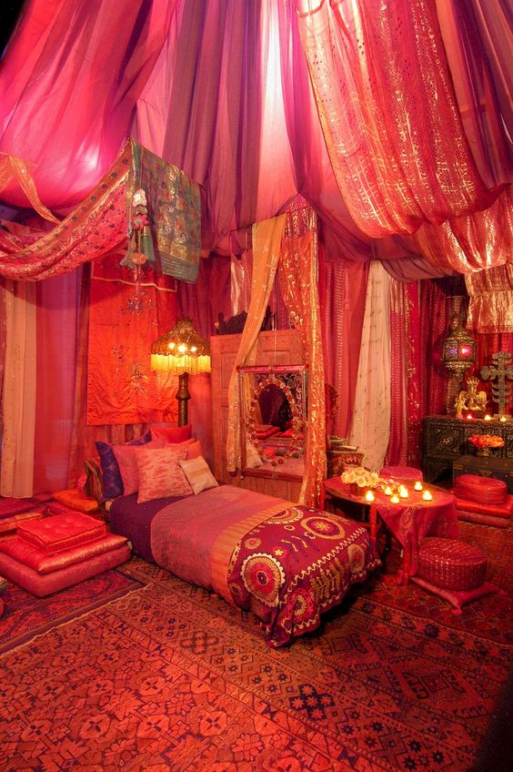 Vivid Red Boho Bedroom