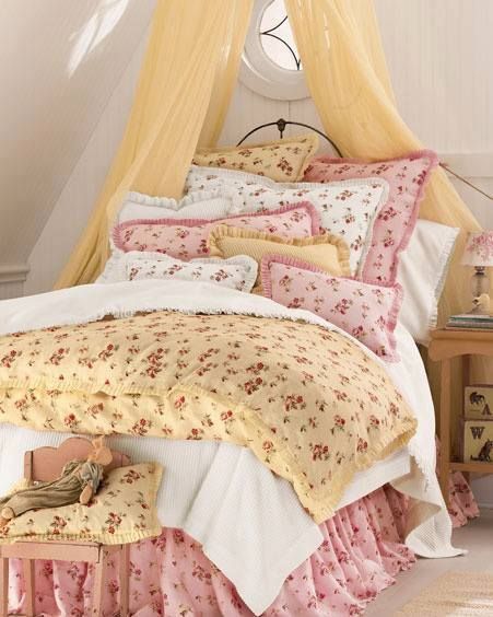 Comfy Yellow and Pink Bedroom