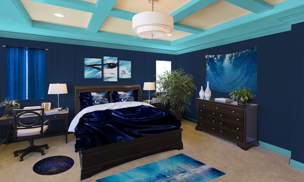 Elegant Navy Blue Bedroom