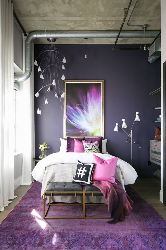 Purple Industrial Bedroom
