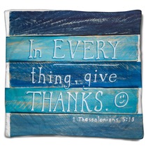 1 Thesslonians 5:18 Hand Painted On Wooden Shim Canvas Blankets 94435763