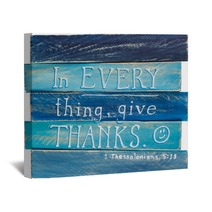 1 Thesslonians 5:18 Hand Painted On Wooden Shim Canvas Wall Art 94435763