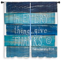 1 Thesslonians 5:18 Hand Painted On Wooden Shim Canvas Window Curtains 94435763