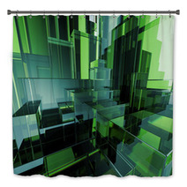 3d Abstract Green Glass Geometric Background Bath Decor 72116879
