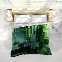 3d Abstract Green Glass Geometric Background Bedding 72116879