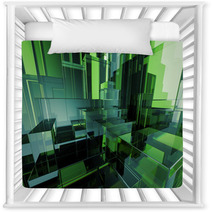 3d Abstract Green Glass Geometric Background Nursery Decor 72116879