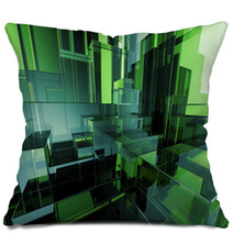 3d Abstract Green Glass Geometric Background Pillows 72116879