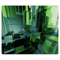 3d Abstract Green Glass Geometric Background Rugs 72116879