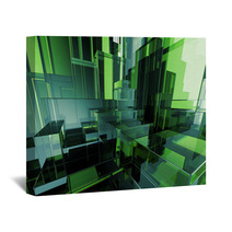 3d Abstract Green Glass Geometric Background Wall Art 72116879
