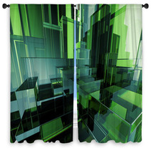 3d Abstract Green Glass Geometric Background Window Curtains 72116879