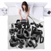 3D Alphabet With Black Letters Blankets 20848753