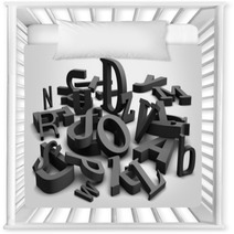 3D Alphabet With Black Letters Nursery Decor 20848753