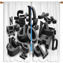 3D Alphabet With Black Letters Window Curtains 20848753