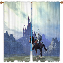 3D Knight In Front A Castle Window Curtains 51662825