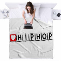 3D Love HipHop Button Click Here Block Text Blankets 47854709