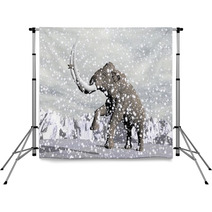 3D Mammoth In Winter During Ice Age Backdrops 58925946