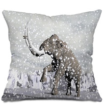 3D Mammoth In Winter During Ice Age Pillows 58925946